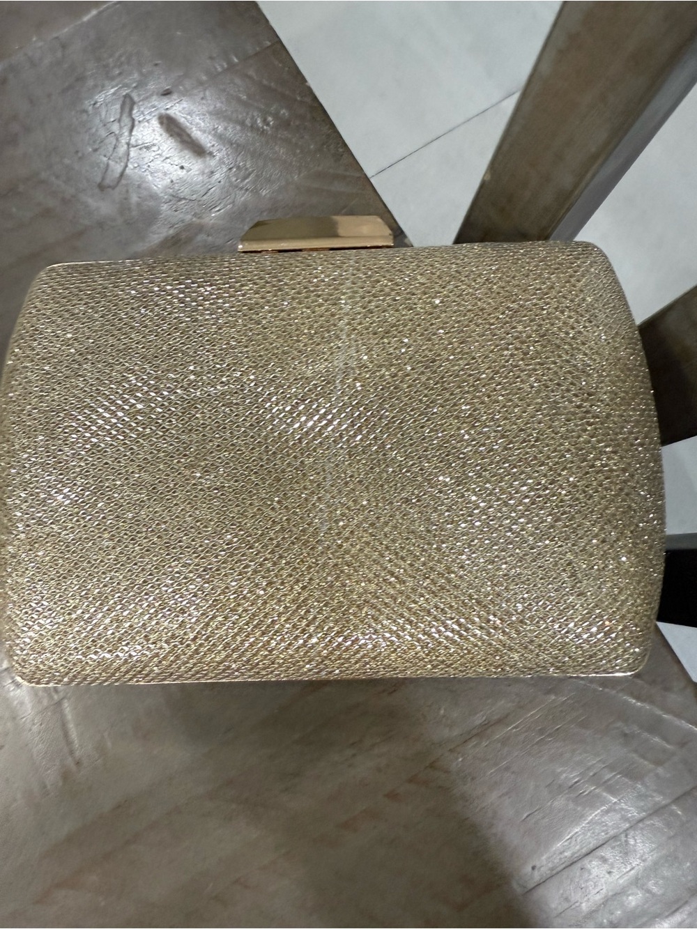 Gold Glitter Evening Clutch Bag with Removable Chain Strap Formal Prom Wedding - Picture 4 of 7